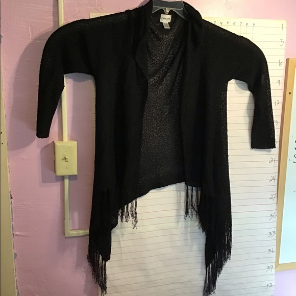 CHICO’S women’s open front sweater w/fringe at the bottom hem szM/L - Picture 3 of 7